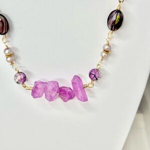 Lavender crystals & swarovski purple crystal necklace new artisan
